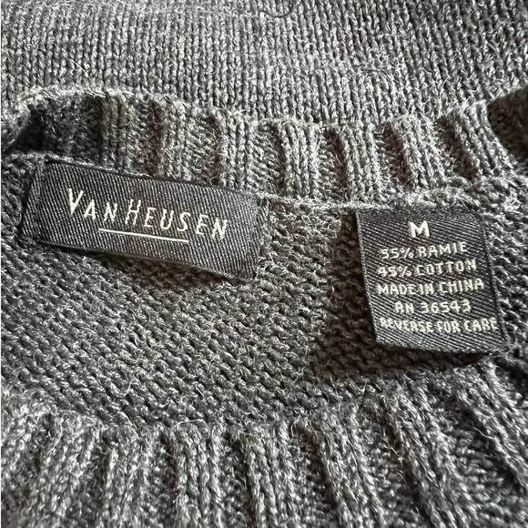 Van Heusen Men's Argyle Sweater in Gray Orange Yellow Burgundy Size Medium - Picture 4 of 5